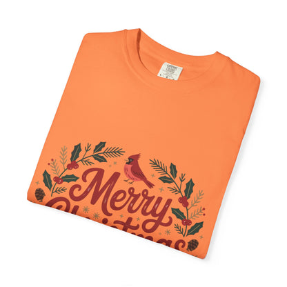 Festive Cardinal Wreath Christmas T-Shirt — Merry Christmas Holiday Tee