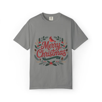 Festive Cardinal Wreath Christmas T-Shirt — Merry Christmas Holiday Tee