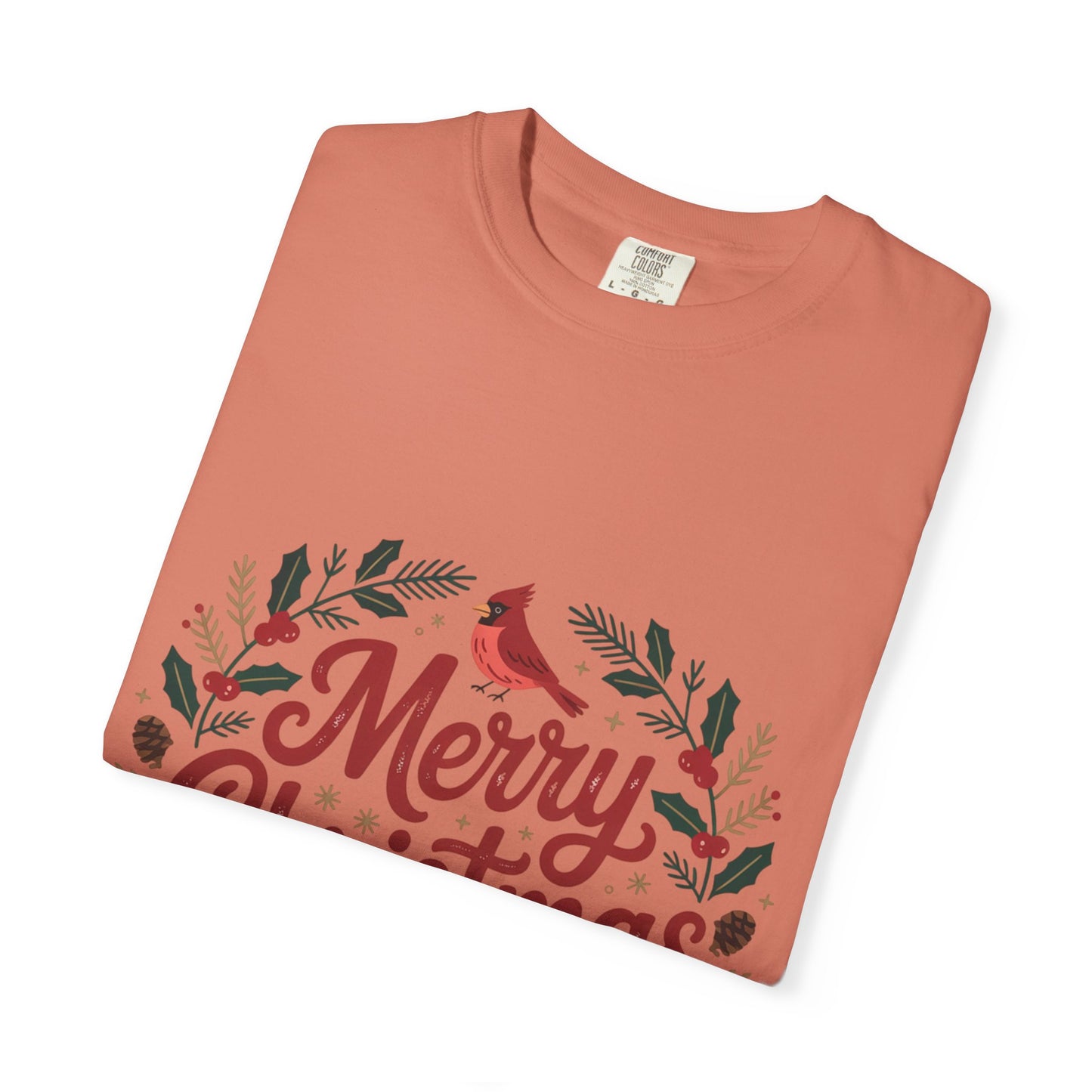Festive Cardinal Wreath Christmas T-Shirt — Merry Christmas Holiday Tee