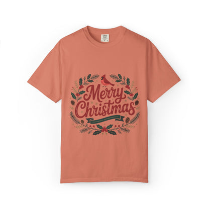 Festive Cardinal Wreath Christmas T-Shirt — Merry Christmas Holiday Tee
