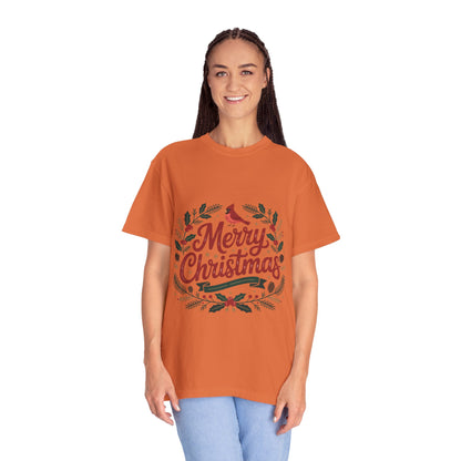 Festive Cardinal Wreath Christmas T-Shirt — Merry Christmas Holiday Tee