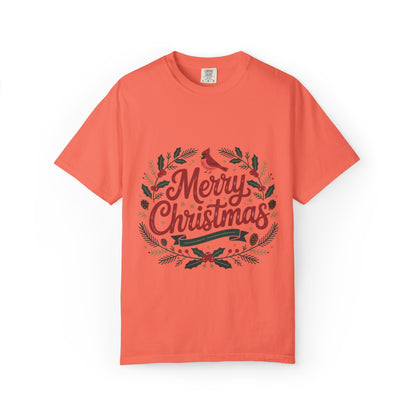 Festive Cardinal Wreath Christmas T-Shirt — Merry Christmas Holiday Tee